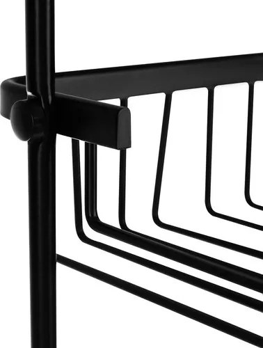 Рафт за баня без пробиване с 3 кошници, черен Loft дизайн