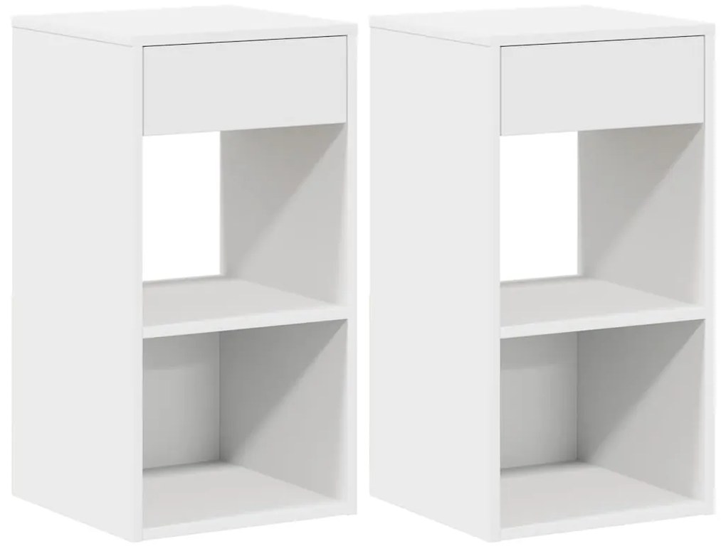 858714 vidaXL Нощни шкафчета с чекмеджета, 2 бр, бели, 35x34x66,5 см