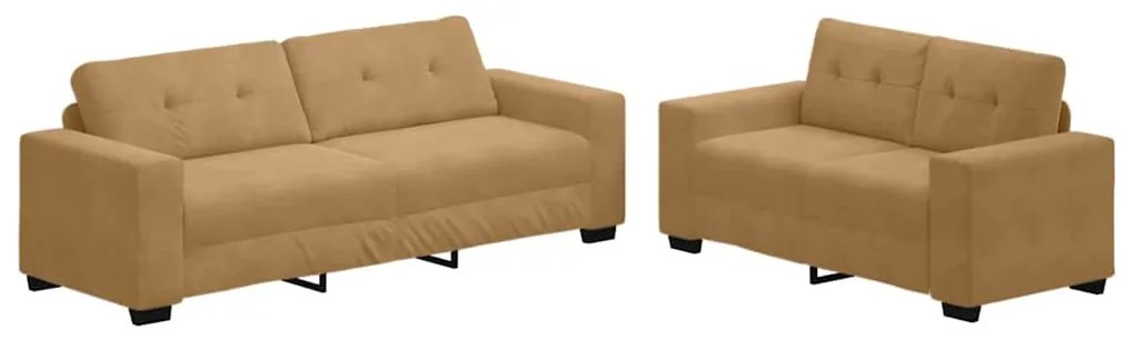 3324728 vidaXL 2 Часовен Диван Комплект с Възглавници Кафяв Велур