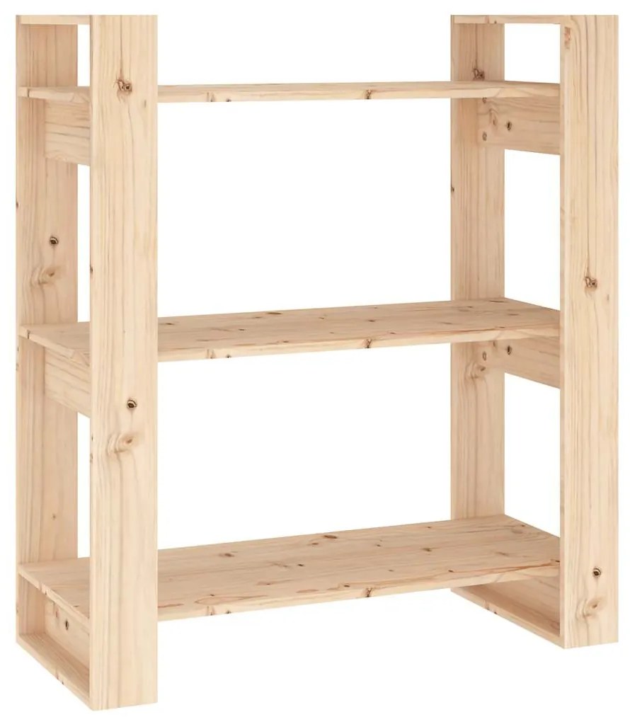 813899 vidaXL Шкаф за книги/Преграда за стая 80x35x91 см, масивна дървесина, бор