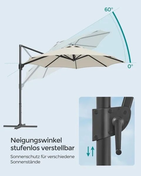 SONGMICS конзолен чадър UPF 50+ -  Бял