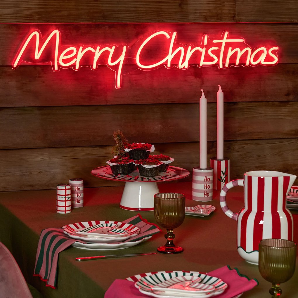 Коледна стенна лампа неоново червена - Весела Коледа
