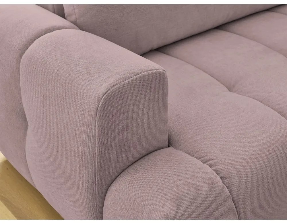 Розов сгъваем/с място за съхранение ъглов диван (десен ъгъл/L форма) Fuji – Bobochic Paris