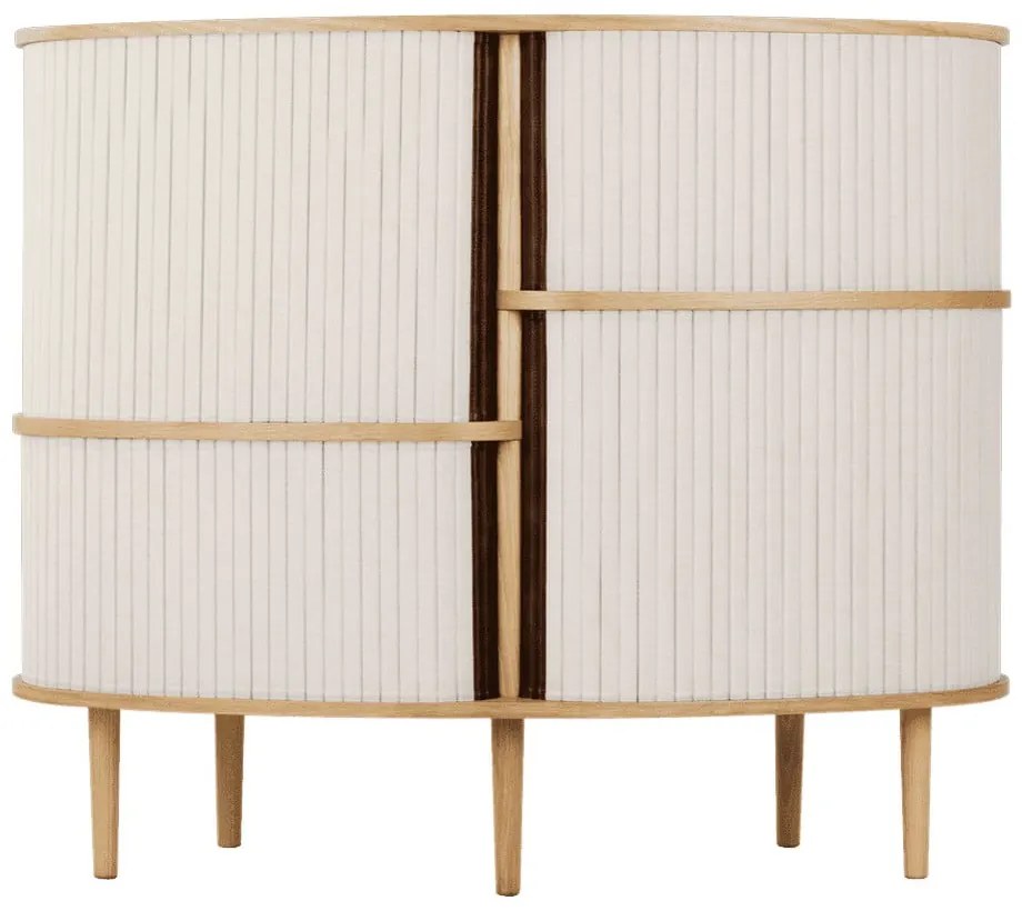 Шкафче от дъбов декор с плъзгащи се врати в бежов и естествен цвят 120x100x50 cm Audacious – UMAGE