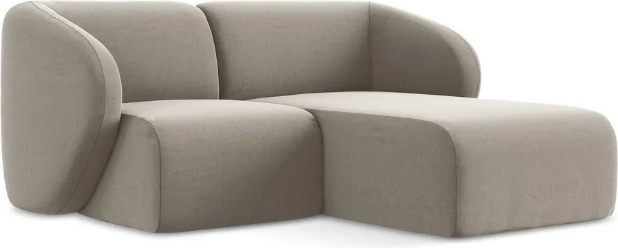 Светлокафяв кадифен ъглов диван (десен ъгъл) Lani – Makamii