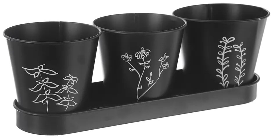 Метални саксии за билки в комплект от 3 бр. ø 11 cm Black – Orion