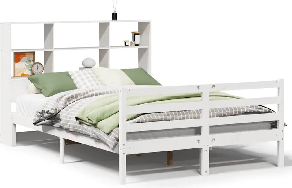 3321898 vidaXL Легло с етажерка за книги, без матрак, 120x200 см, бор масив