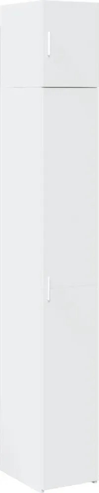 3281259 vidaXL Тесен шкаф за съхранение, бял, 30x42,5x225 см, инженерно дърво