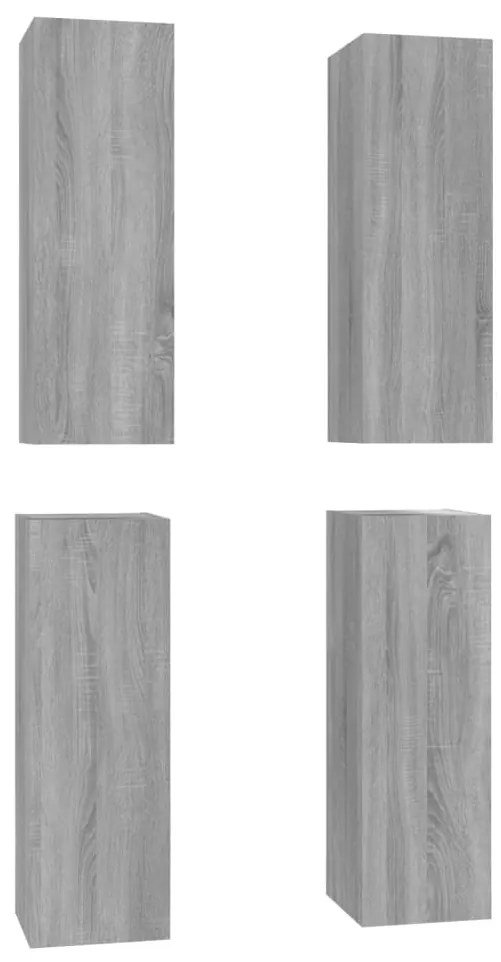 3120330 vidaXL ТВ шкафове, 4 бр, сив сонома, 30,5x30x90 см, инженерно дърво