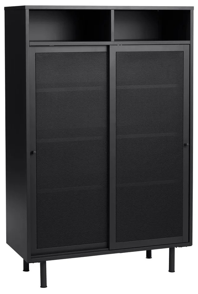 Черно метално шкафче с плъзгащи се врати 90x140x40 cm Veep – Unique Furniture