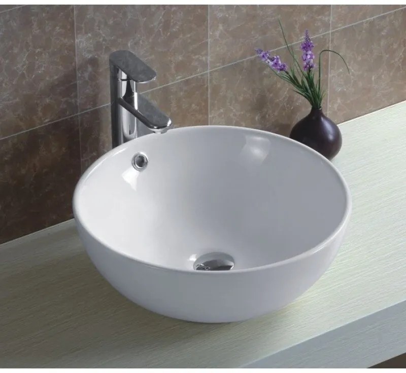 Мивка за баня ICB 873, монтаж върху плот, порцелан, бял, 43x43x17.5см