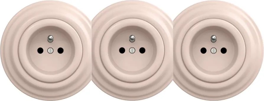 Kliklap - Тройна ретро домашна електрическа розетка с рамка 230V старо-розова