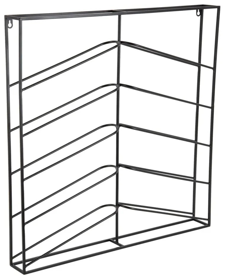 Черен стенен метален стелаж за вино брой бутилки 10 67x66x7,5 cm Cuadro – PT LIVING