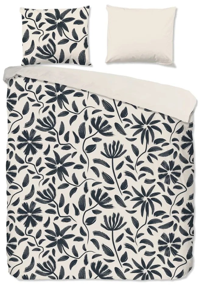 Черно-бежово двойно удължено памучно спално бельо 200x220 cm Emilia – Good Morning