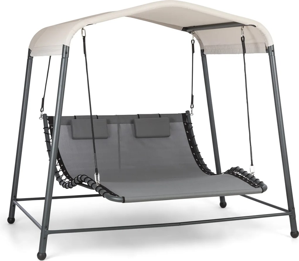 Blumfeldt Palermo, двоен люлеещ се шезлонг, свободно стоящ, стоманена рамка, възглавница, покрив, сив