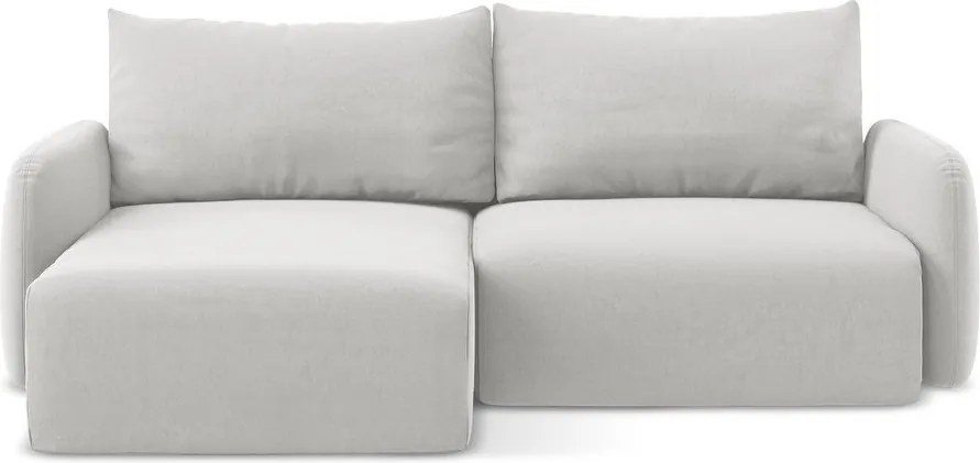 Светлосив кадифен сгъваем/с място за съхранение ъглов диван (ляв ъгъл) Kalena – Makamii