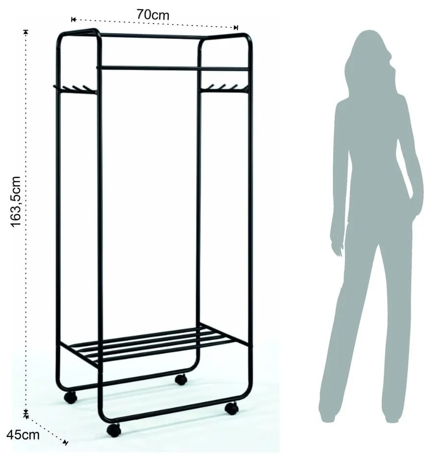 Черна стоманена стойка за дрехи Zach - Tomasucci
