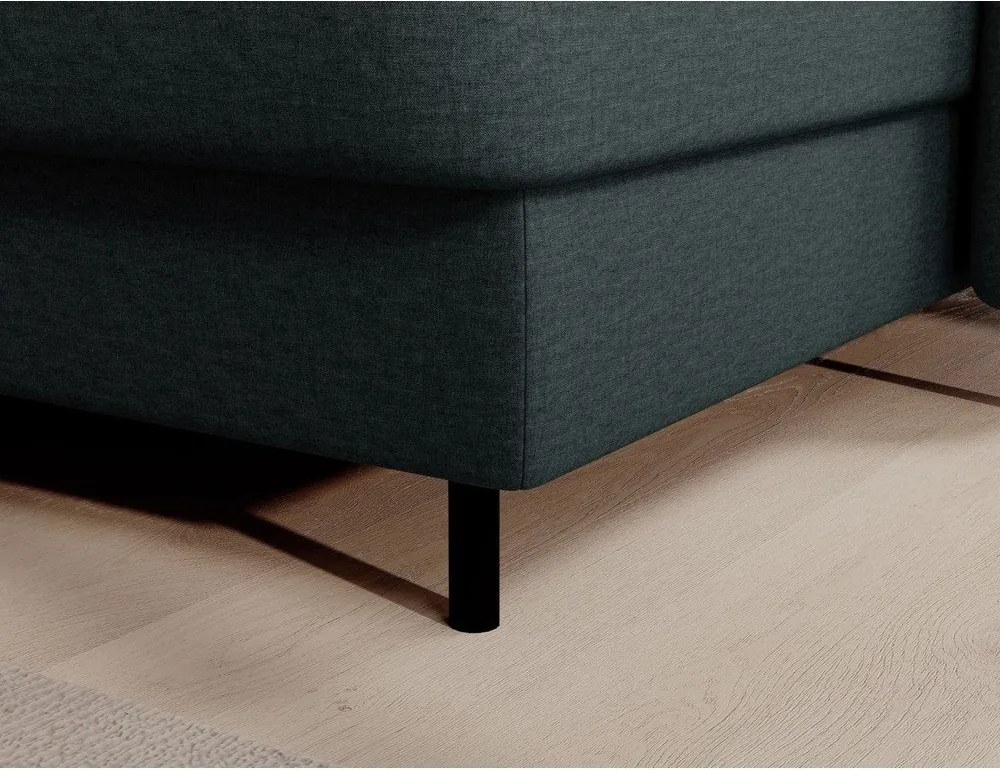 Зелен кадифен разтегателен ъглов диван с място за съхранение (ляв ъгъл U форма) Berrto – ELTAP