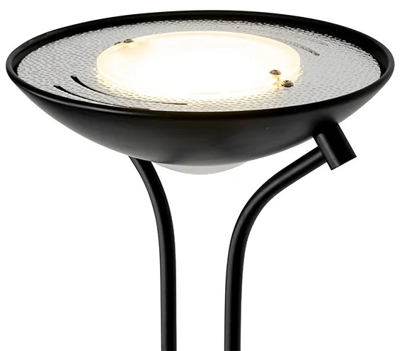 Модерна подова лампа черна с лампа за четене с LED димер до топло - Diva