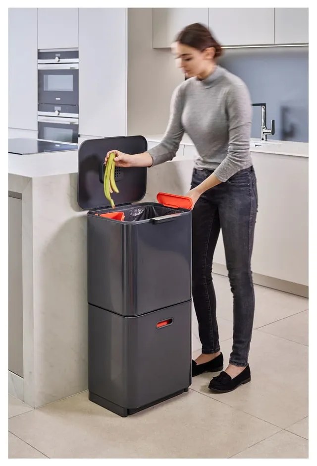 Графитно сив контейнер за сортирани отпадъци Totem Max, 60 л - Joseph Joseph
