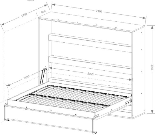 Стенно Легло Етер I -Бяло-Черен-140 х 200