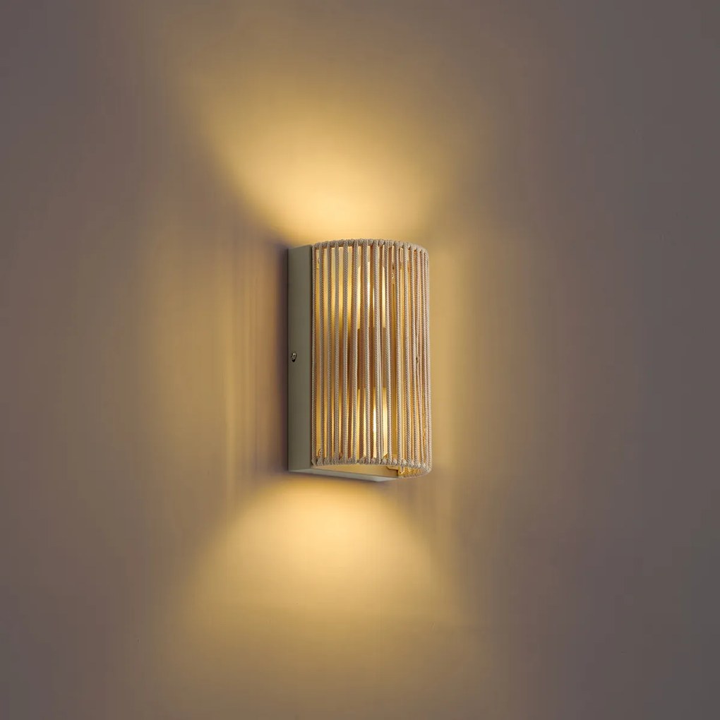 Japandi стенна лампа бежова с въже IP44 - Jayla