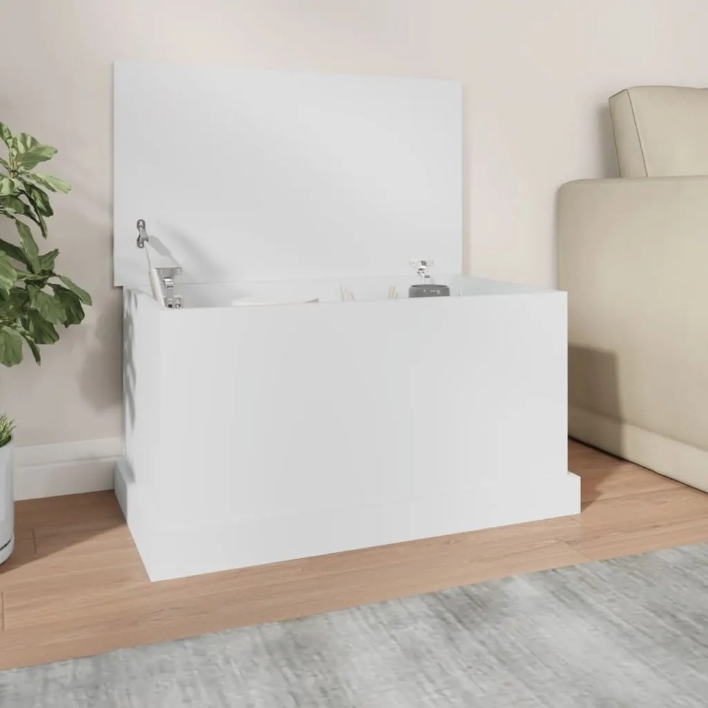 816504 vidaXL Кутия за съхранение, бяла, 70x40x38 см, инженерно дърво
