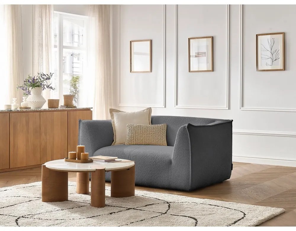 Тъмносив диван от прежда с примки от букле 170 cm Giorgia – Bobochic Paris