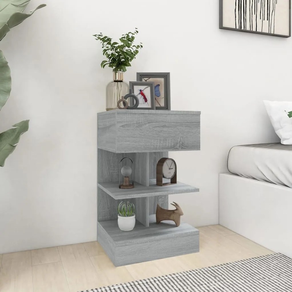 816043 vidaXL Нощно шкафче, сив сонома, 40x35x65 см, инженерно дърво