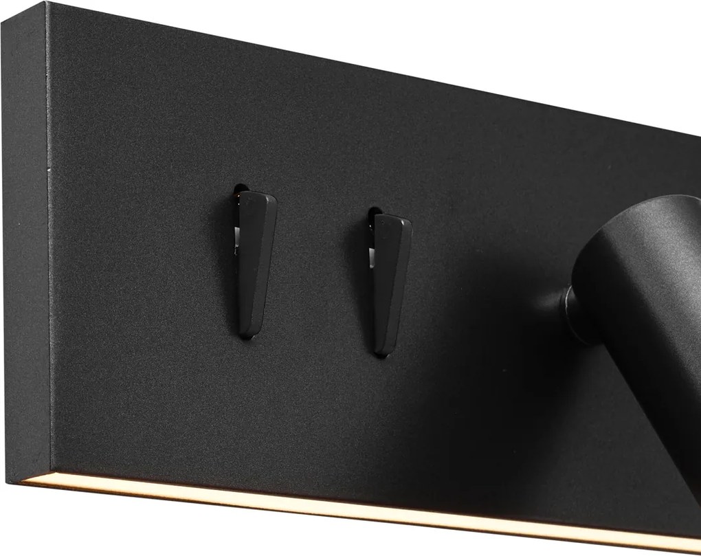 Комплект от 2 модерни стенни лампи черни регулируеми с USB-C вкл. LED - Modric