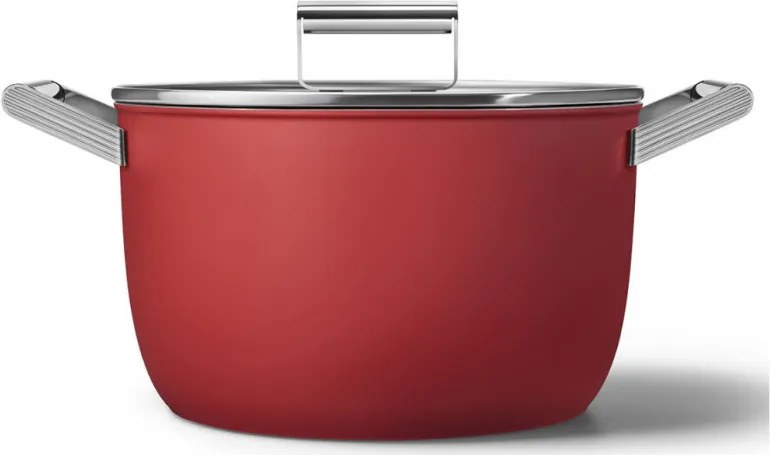 Тенджера SMEG CKFC2611RDM, 7.7 л, Ø26 см, Тефлоново покритие, До 250°C, Индукция, Червен