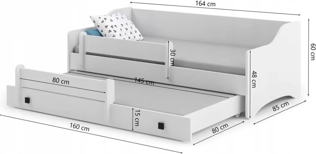 Бебешко Детско легло Fidel II-160 x 80-White-Gkri