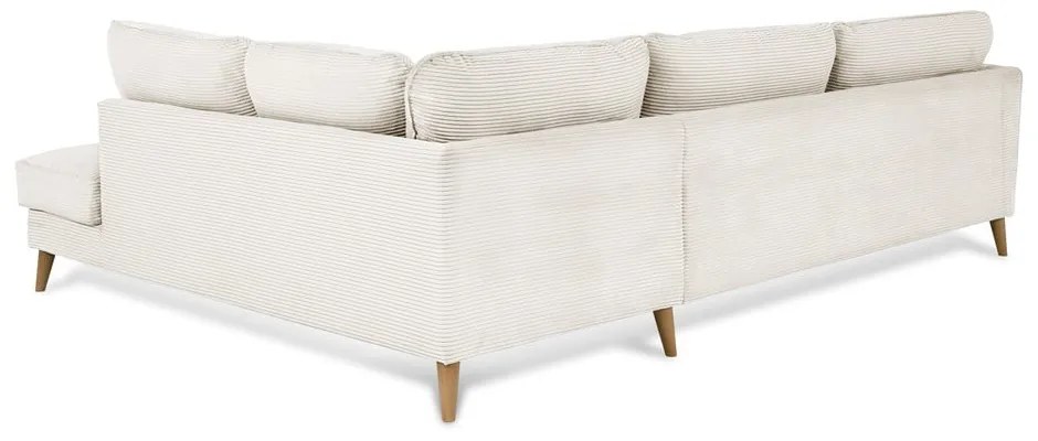 Бял ъглов диван от рипсено кадифе (десен ъгъл) Paris – Scandic