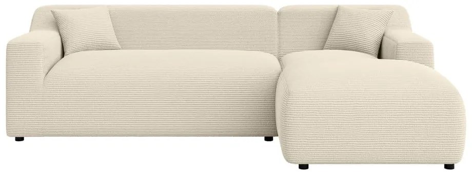 Бежово-кремав ъглов диван от рипсено кадифе (десен ъгъл) Martin – Ropez