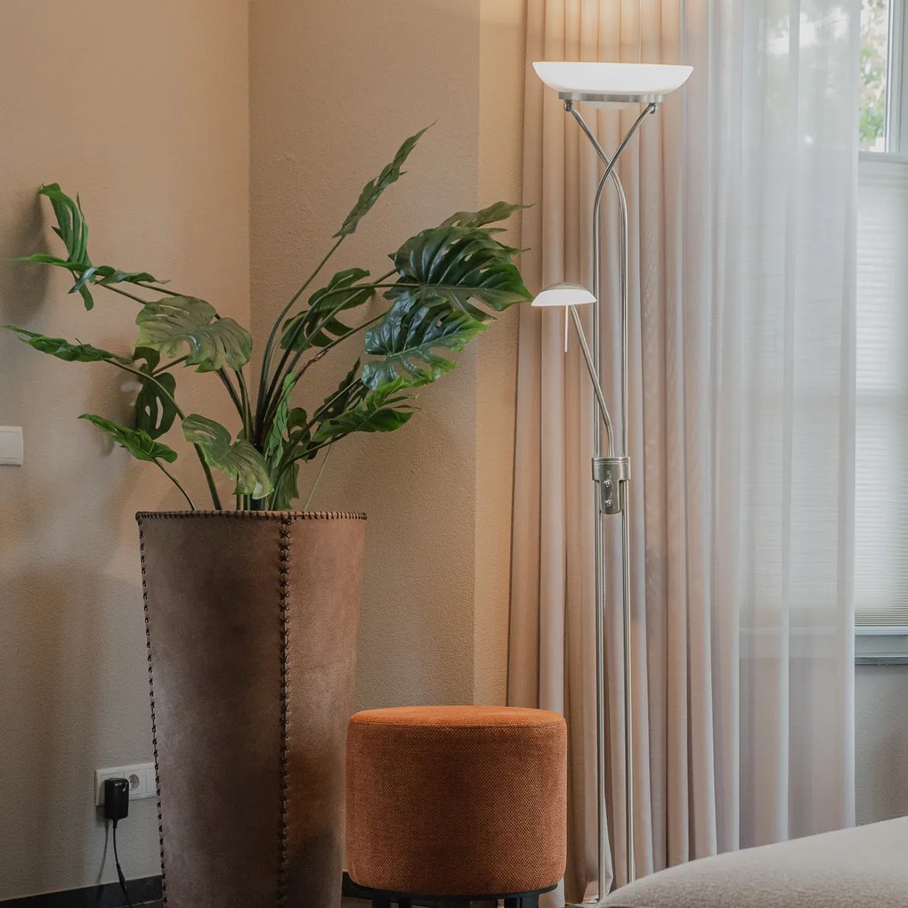 Стоманена подова лампа с LED и димер с лампа за четене - Empoli