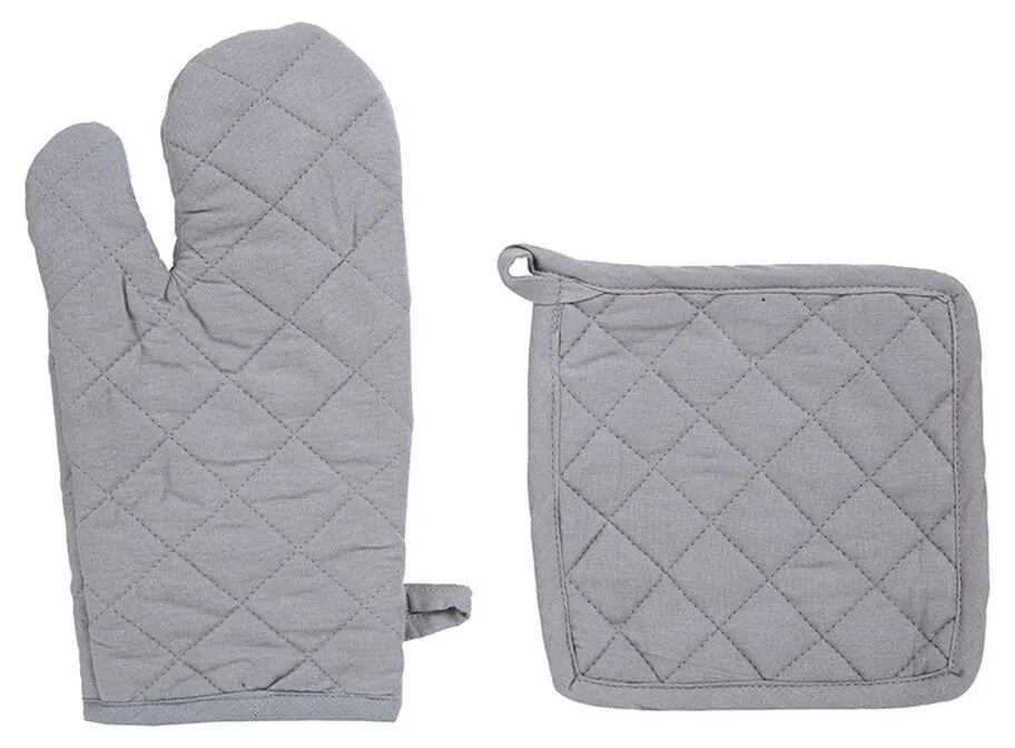 Oven Mitt and Potholder Set Atmosphera Сив Памук