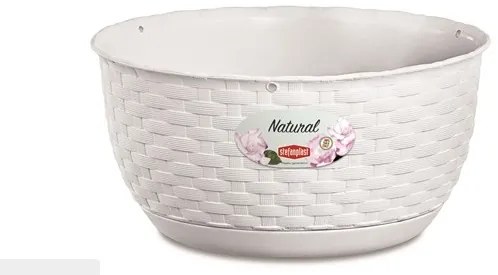 Stefanplast - Кашпа панер Natural Line 30 см - бяла