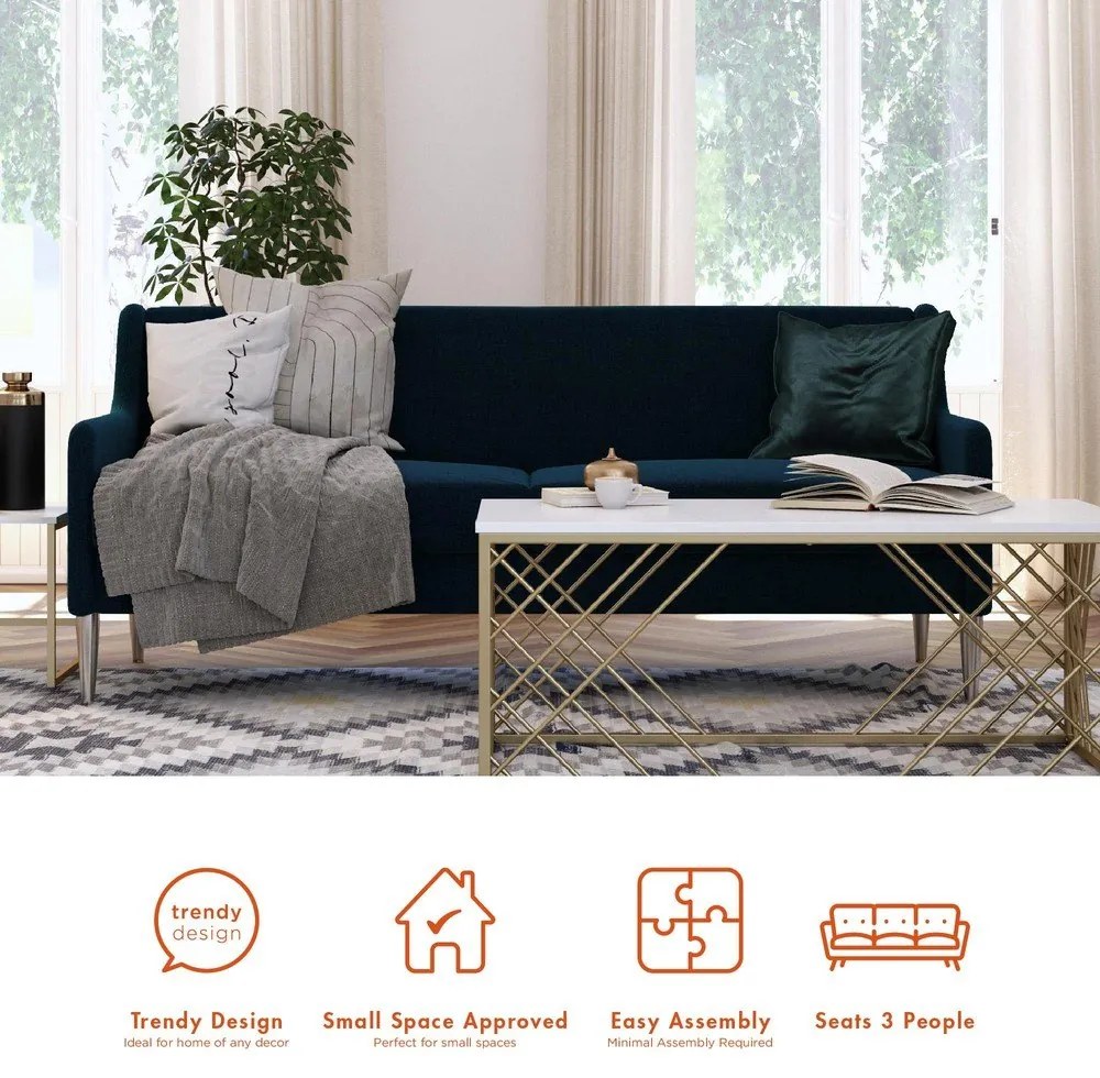 Син диван 190,5 cm Virginia - CosmoLiving by Cosmopolitan