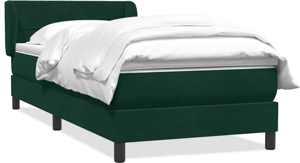 3317550 vidaXL Боксспринг легло с матрак, тъмнозелено, 80x220 см, кадифе