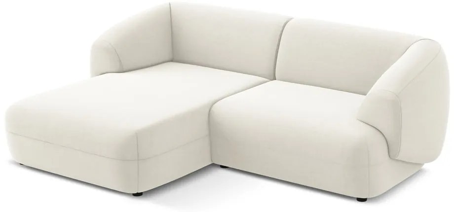 Бял кадифен ъглов диван (ляв ъгъл) Moana – Makamii