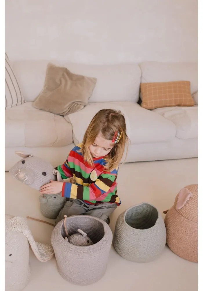 Сива текстилна детска кошница за играчки ø 15x15 cm Mini Renata the Rat – Lorena Canals