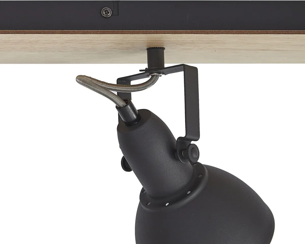 Таванен прожектор черен с дърво 4 светлини, въртящ се и накланящ се - Jakub