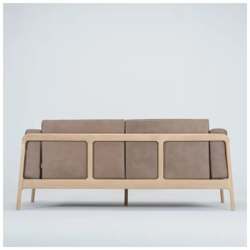 Светлокафяв диван от биволска кожа с масивна дъбова конструкция , 180 см Fawn - Gazzda