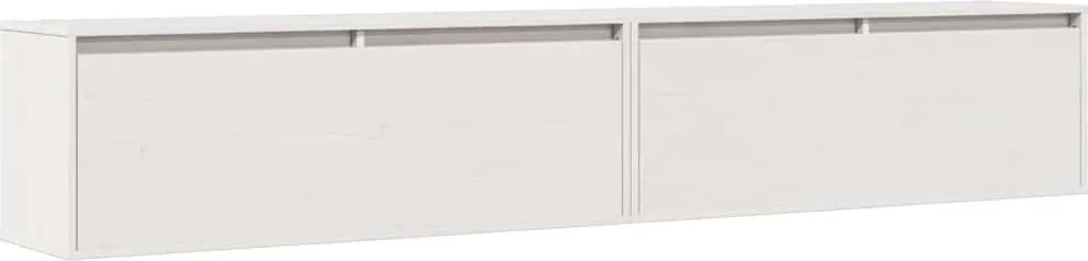 813468 vidaXL Стенни шкафове, 2 бр, бели, 100x30x35 см, бор масив