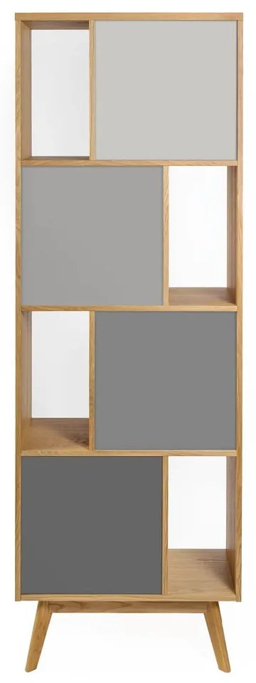 Сив шкаф за книги в дъб 65x191 cm Avon - Woodman