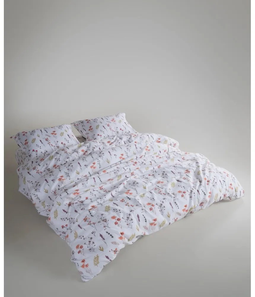 Бяло двойно удължено спално бельо от памук Renforcé 240x220 cm Floral Dance Autumn – Mila Home Luxury