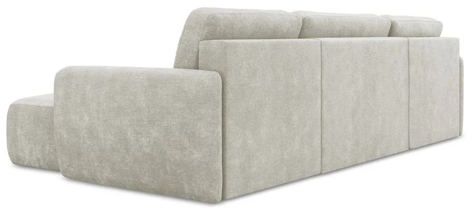 Кремав шенилов разтегателен ъглов диван с място за съхранение (U форма) Lilo – Makamii