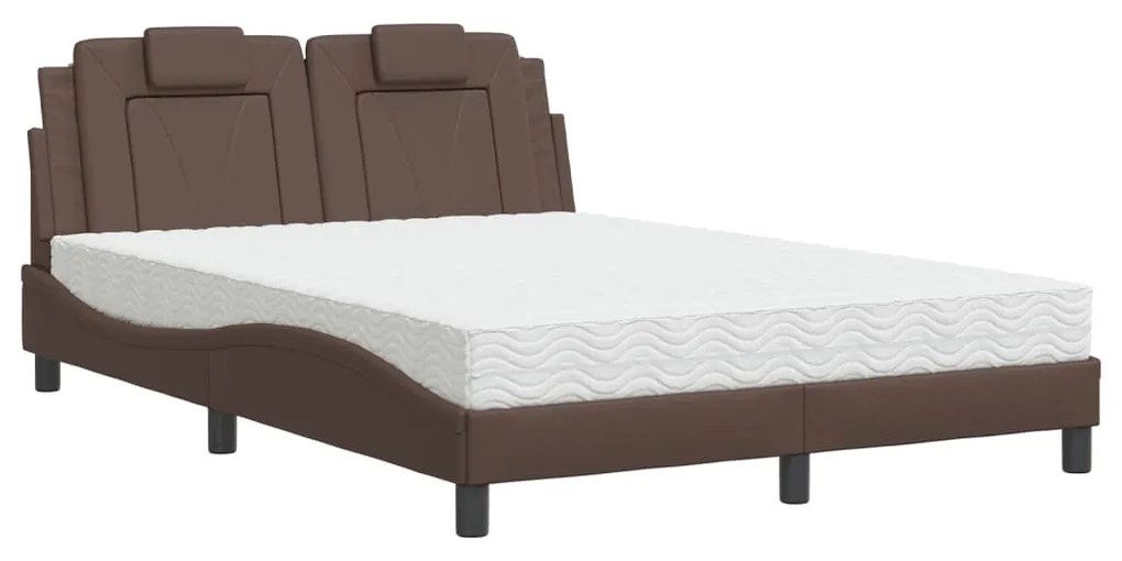 3208791 vidaXL Легло Viana без матрак, кафяво, 140x190 см, изкуствена кожа