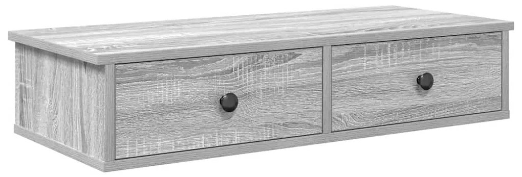 859955 vidaXL Стенен рафт с чекмеджета сив сонома 80x34x17 см инженерно дърво