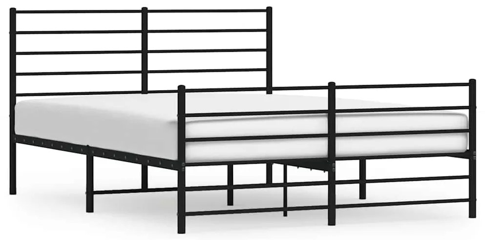 352336 vidaXL Метална рамка за легло с горна и долна табла, черна, 135x190 см